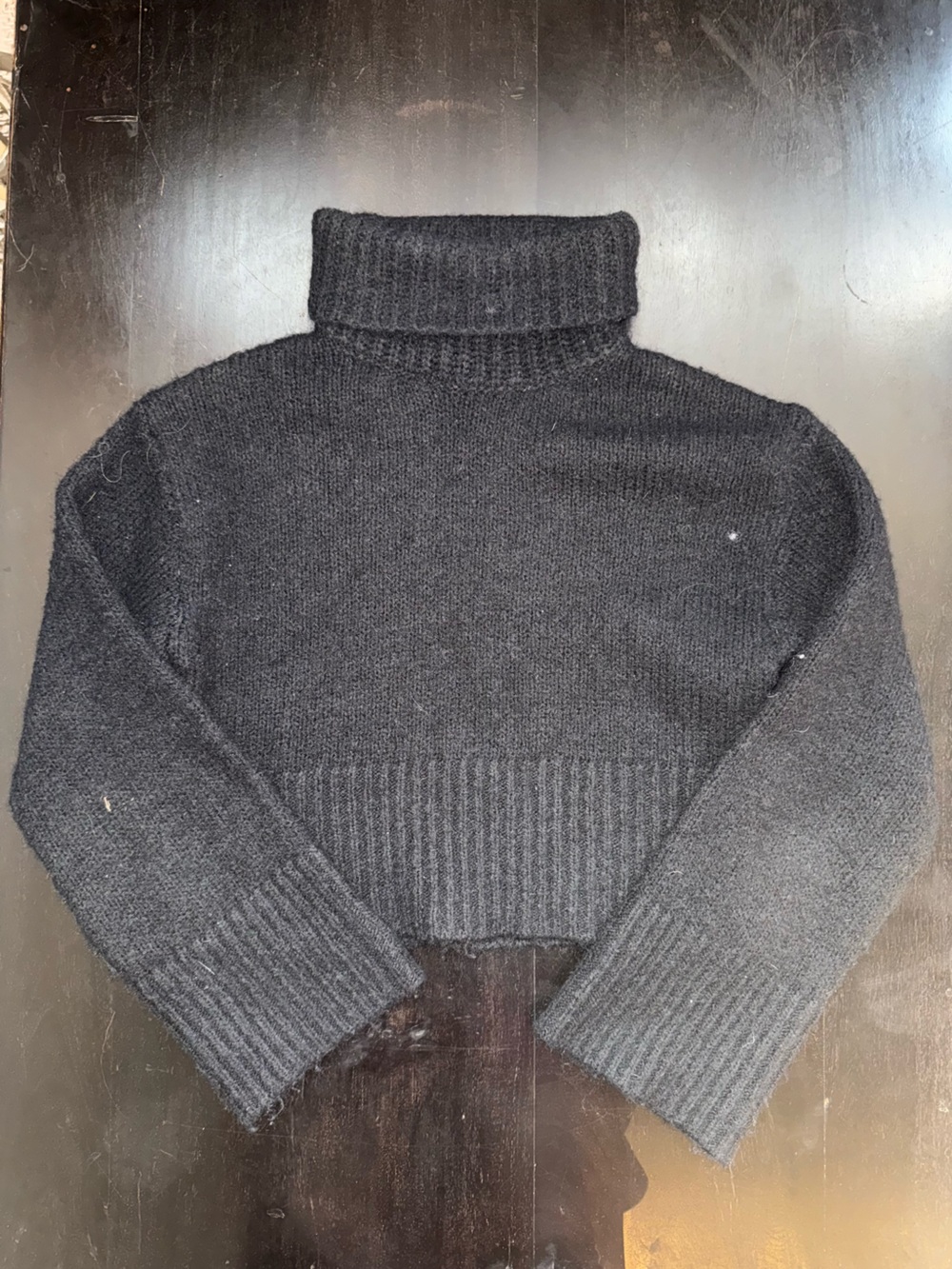 Zara Black Cropped Turtleneck Sweater